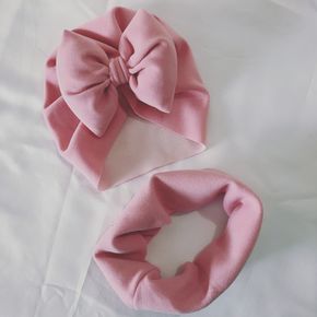 2-pack Bowknot Decor Solid Color Hat and Scarf Set